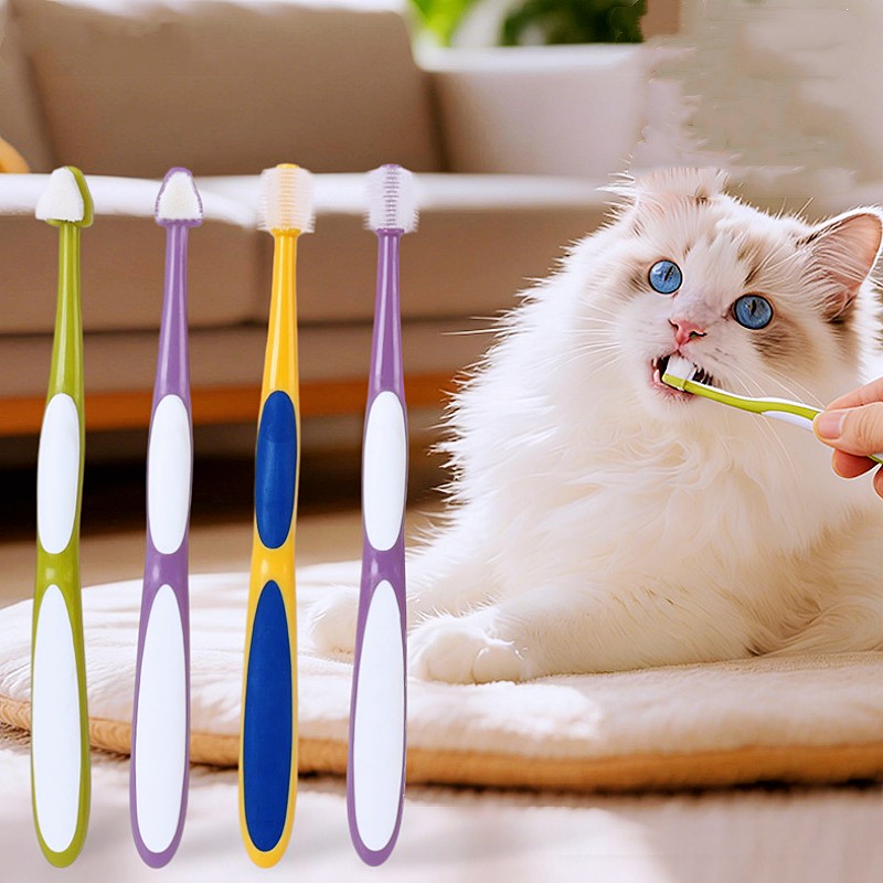 Teeth Whitening Brush - 犬用歯ブラシ 360度ペット歯ブラシ 柔らかい毛のブラシ 犬の歯のクリーニング ペット口腔ケアブラシ 濃密毛の犬用歯ブラシ