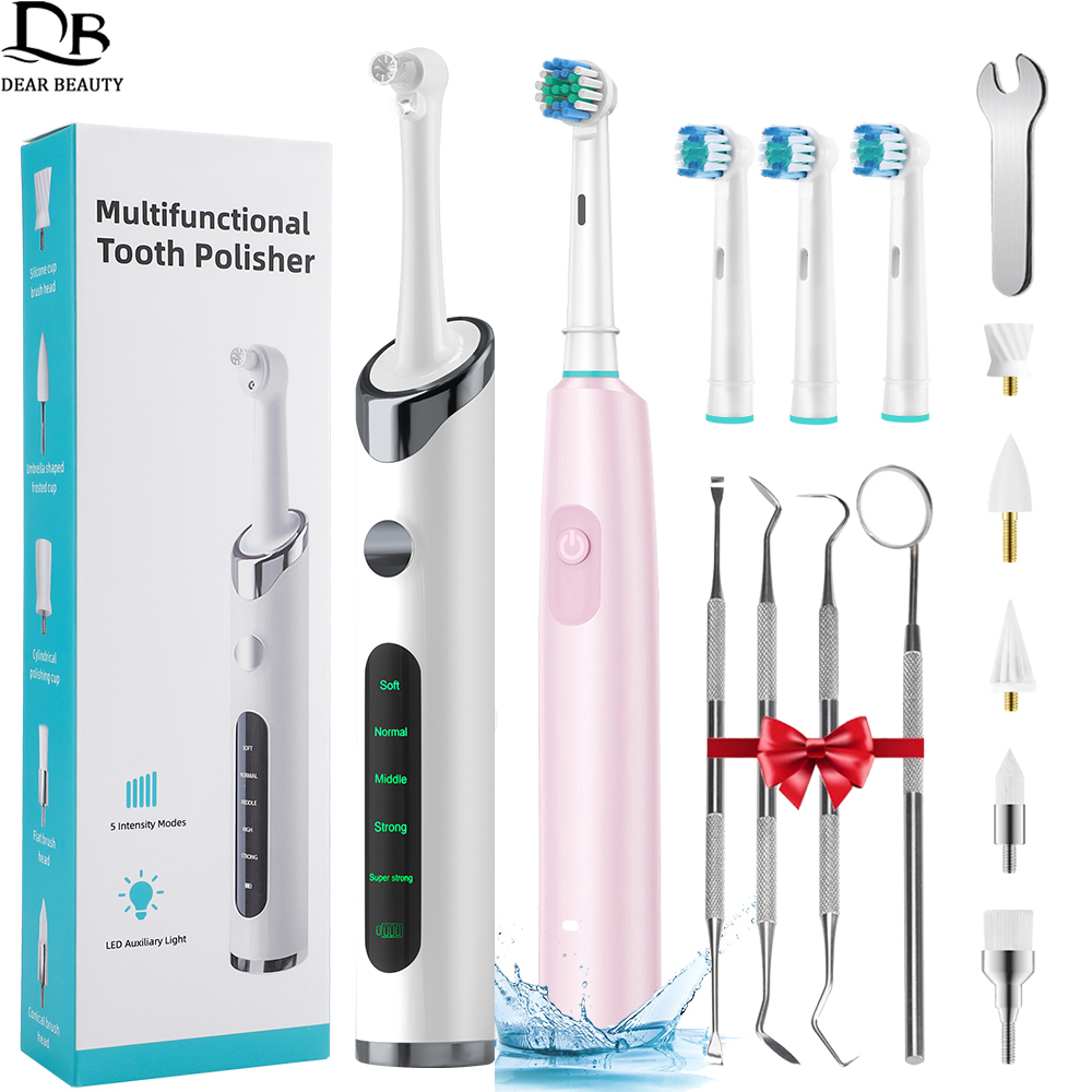 Teeth Whitening Toothbrush - 電動歯磨き器歯科スケーラー充電式回転歯ブラシ歯石プラーク除去歯のホワイトニングクリーニングツール