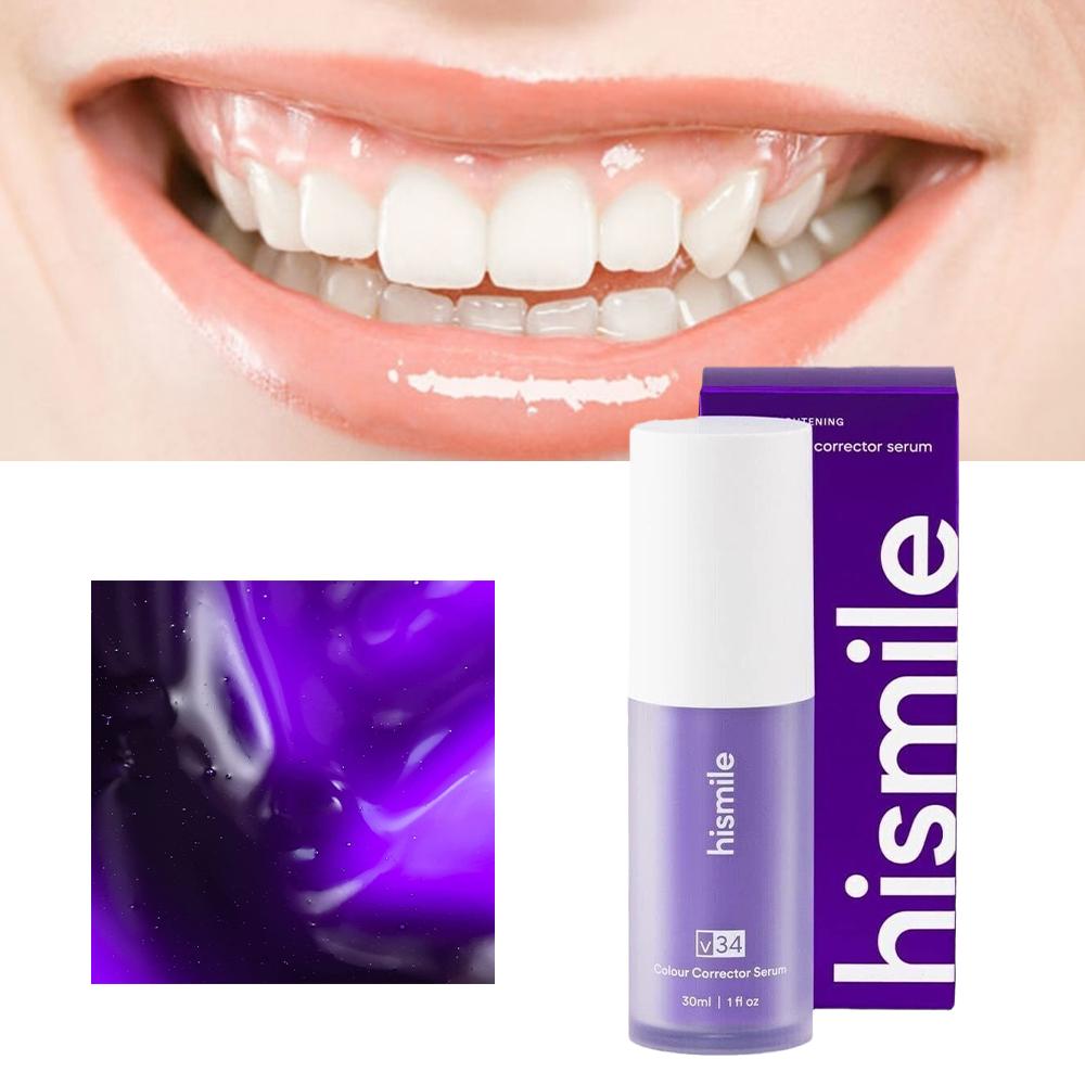 Teeth Whitening Treatment - ヒスマイルV34 ブライトニングパープル歯磨き粉 ホワイトニングパープルボトル プレス式歯磨き粉 ホワイトニングオーラルケアジェル歯磨き粉