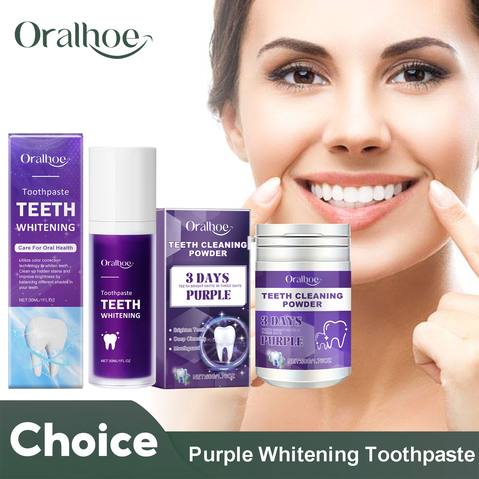 Teeth Whitening Near Me - 歯のホワイトニング用歯磨き粉,パープルコレクター,ディープクリーニング,歯垢の汚れの減少,5日間のパウダー