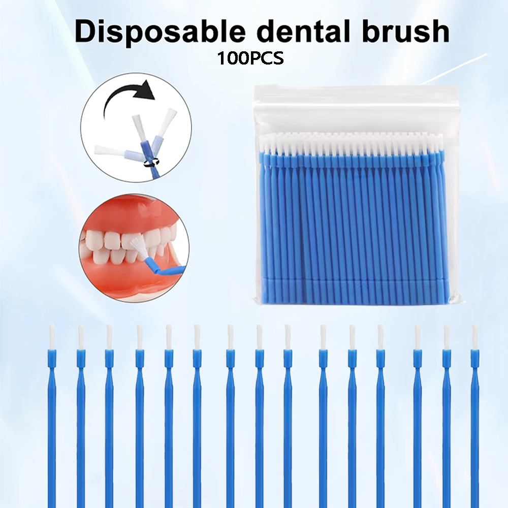Teeth Whitening Brush - 100 個歯科用使い捨てマイクロブラシアプリケーター曲げ可能なロングシャンクブラシ歯のホワイトニング口腔歯科医クリーニングツール