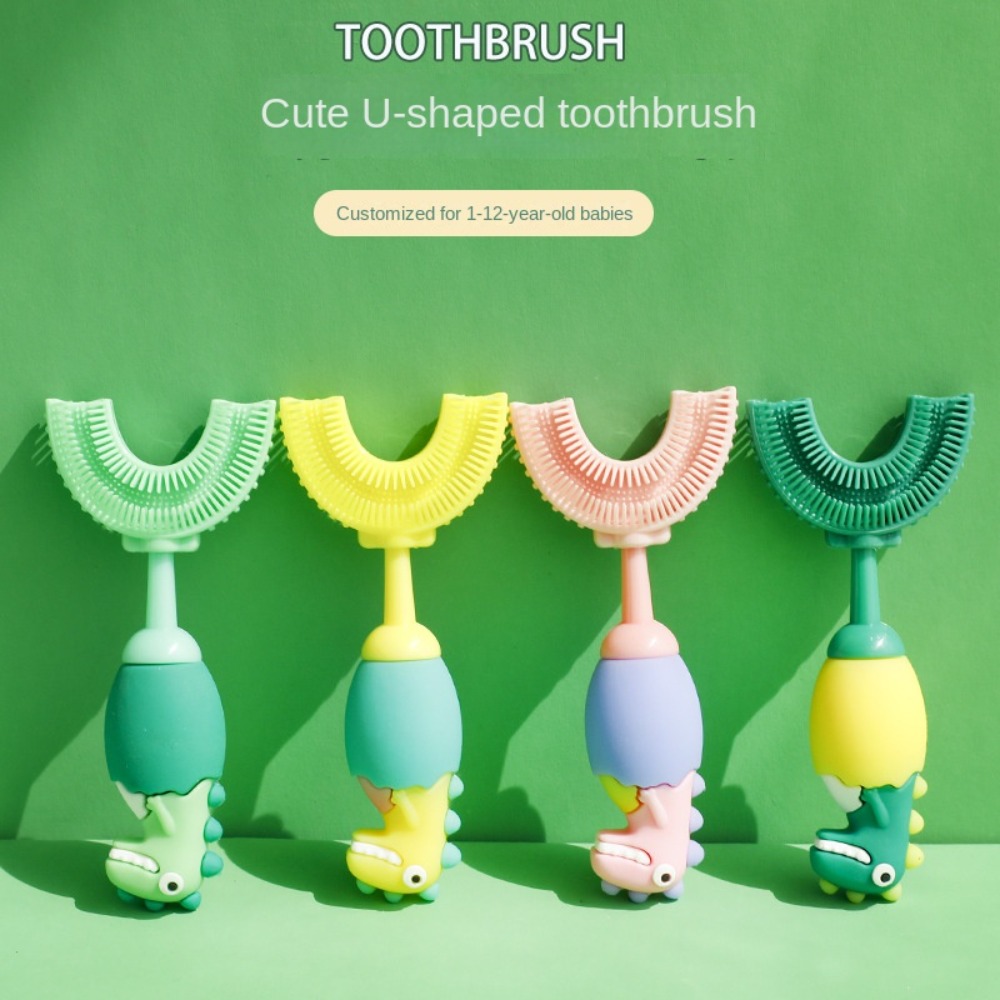 Teeth Whitening Toothbrush - 子供、子供のためのU字型シリコン歯ブラシ、歯のホワイトニング、360度