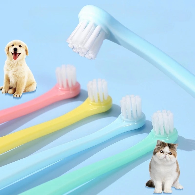 Teeth Whitening Brush - 犬用歯ブラシ 犬の歯のクリーニング 小型ヘッドブラシ 犬用歯口クリーニングツール ペットグルーミング 猫用歯ブラシ