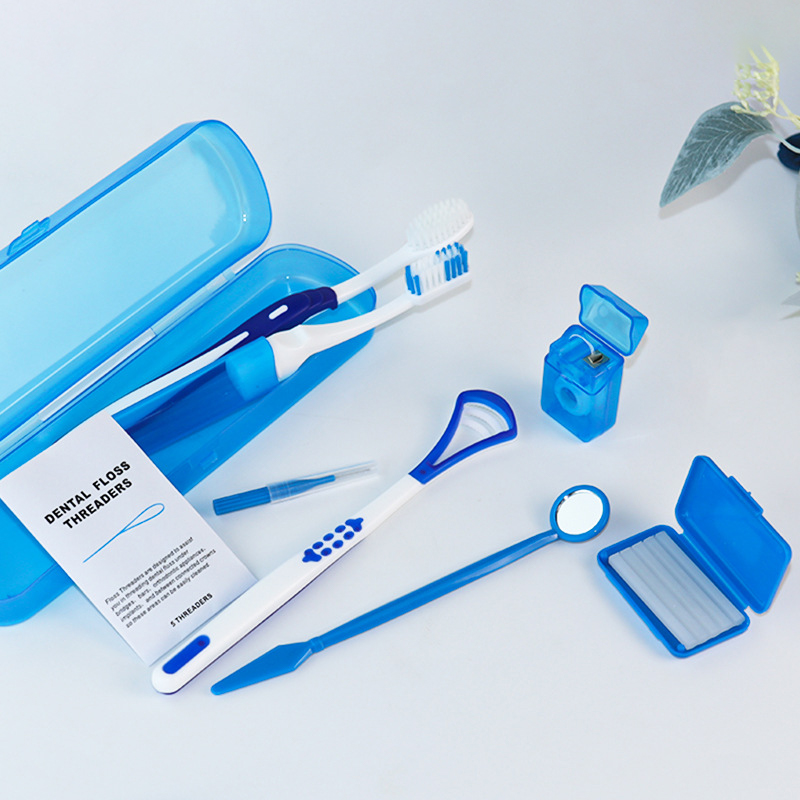Teeth Whitening Brush - 8 ピース/セット歯科ケアブラシキットマルチカラーデンタルワックス歯クリーニングツールメッシュバッグ折りたたみ式歯間ブラシフロススレッドワックス
