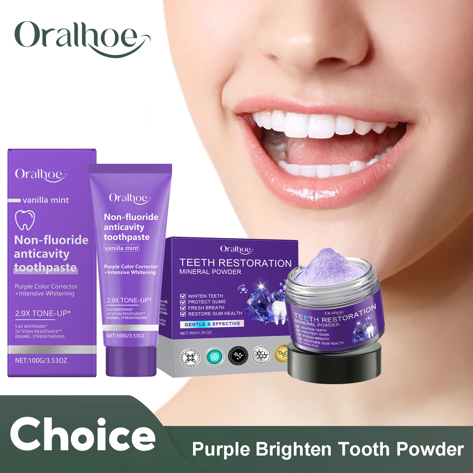 Teeth Whitening Near Me - 歯の修復ミネラルパウダー,歯のホワイトニング,汚れの除去,口腔洗浄,新鮮な息,臭いの改善,紫色の漂白,歯磨き粉