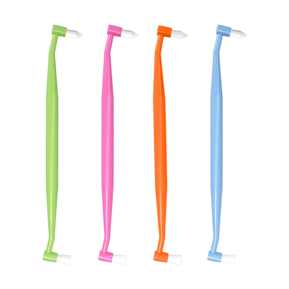 Teeth Whitening Brush - 4 個の創造的で実用的な歯列矯正歯ブラシシングルバンドルブラシダブルヘッド歯歯間歯ブラシソフトブリ
