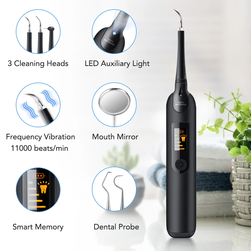 Teeth Whitening Toothbrush - 電動歯科スケーラー歯ブラシセット液晶画面 LED ライト歯科歯石除去歯クリーナー歯ホワイトニング口腔ケアツール