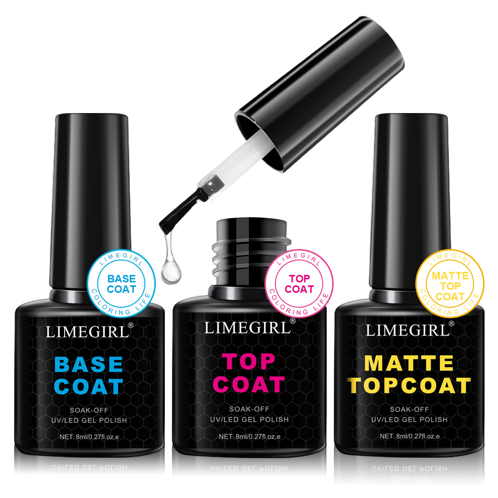 Uv Whitening Kit - LIMEGIRL 3 ピース/キットネイルアートソークオフプライマークリアコートマニキュア UV ジェルポリッシュドライキュアブライトニング多機能マニキュアキット