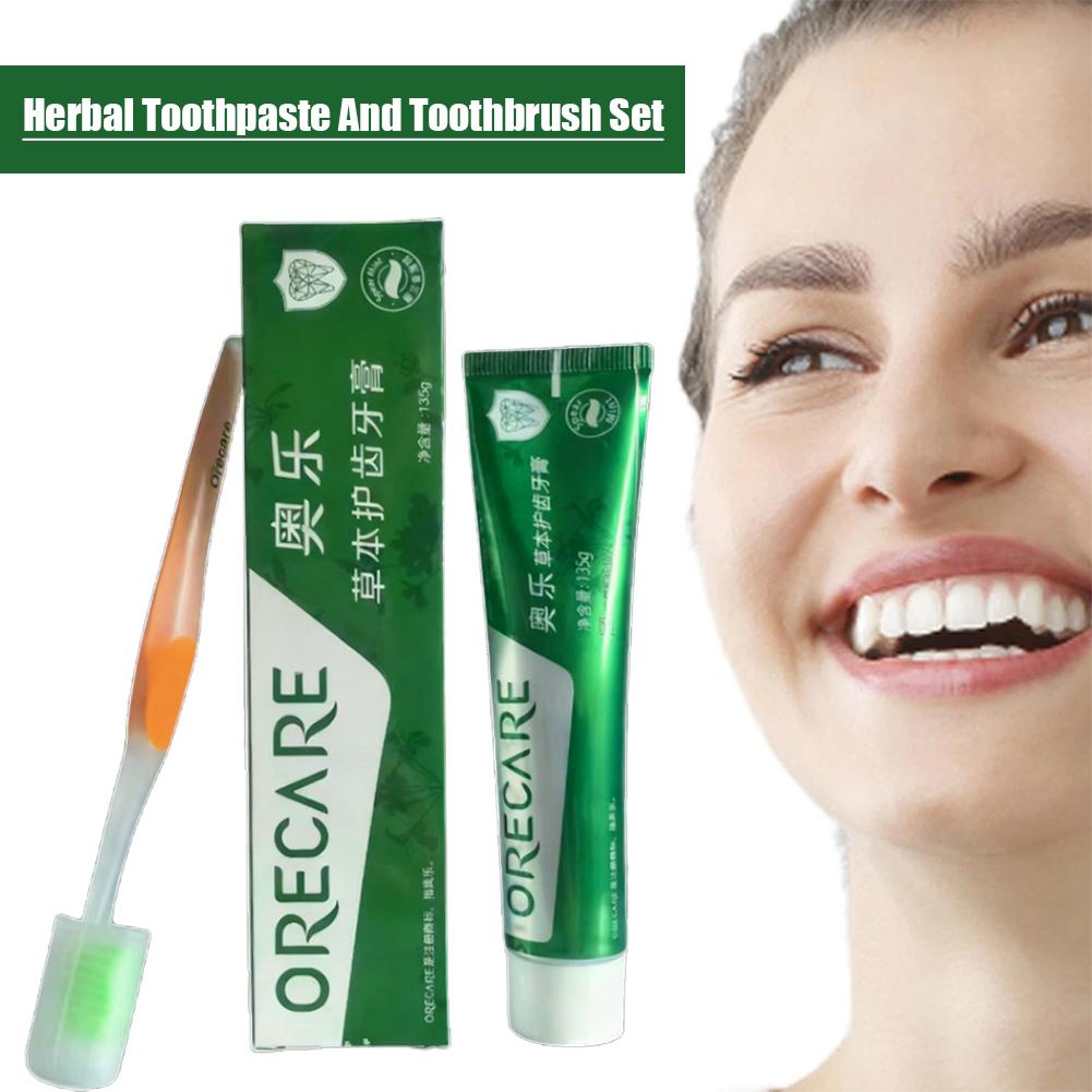 Teeth Whitening Treatment - ハーブ歯磨き粉 ルイボスミント風味 歯磨き粉 歯ブラシ付き 無料歯ブラシ付き 洗浄ホワイトニングムース