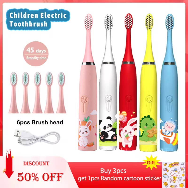 子供のための交換用ヘッド付き電動歯ブラシ,充電式,カラフル, - Teeth Whitening Toothbrush のレビューと価格