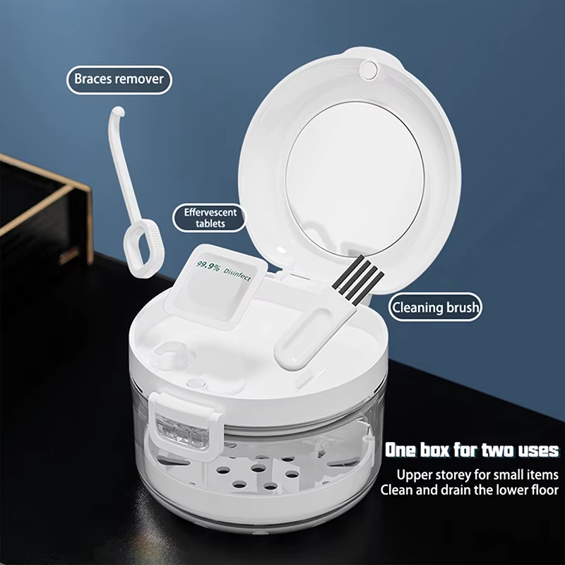 ポータブル矯正リテーナーケース多層透明ブレース収納ボックス歯 - Teeth Whitening Brush のレビューと価格
